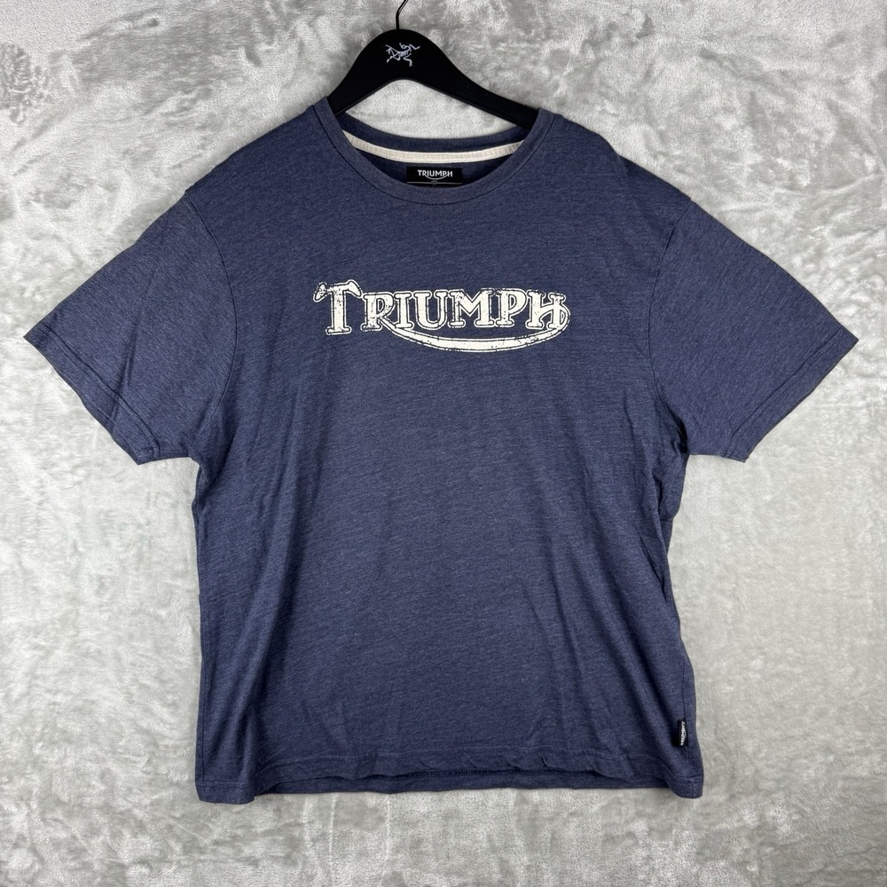 Triumph Motorcycle Spellout T Shirt Mens Size XL Moto Utility Logo Faded